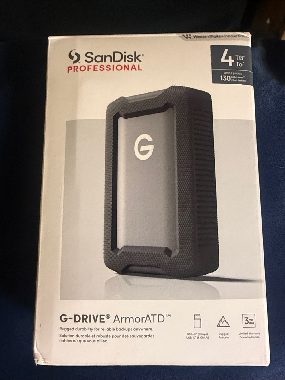 ScanDisk professional G Drive armorATD 4TB. Portable external hard drive.